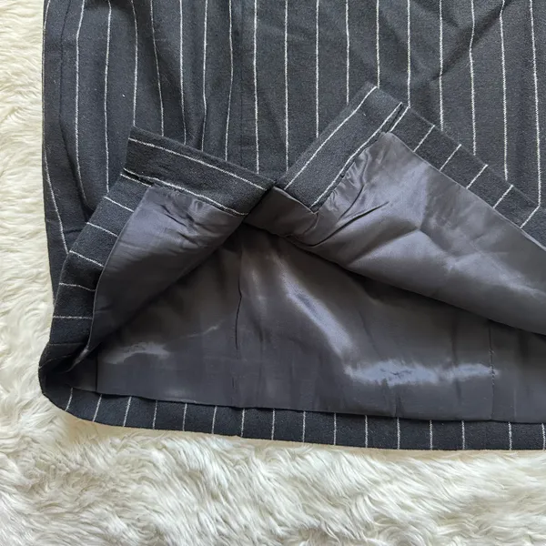 Skirt Wool-Blend Mini Pinstripe Italian Fabric Almost Black 12 NWT New - Image 8