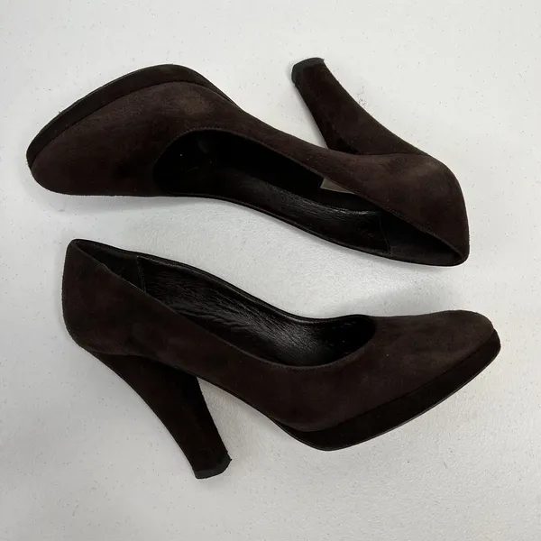 Michael Kors Collection Size 7 Pumps Heels Brown Suede Platform Designer Italy - Image 3