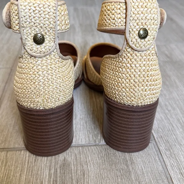 Zodiac IDA Woven‎ Raffia Block Heel Sandals Beige Ankle Strap SZ 8 - Image 6