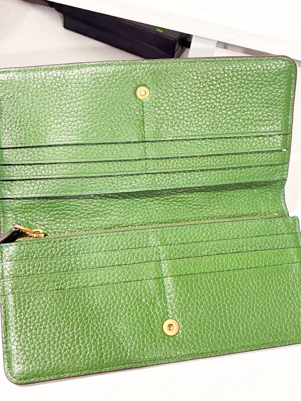 Tory Burch Blue Pebbled Leather Robinson Wallet Snap Button - Image 2