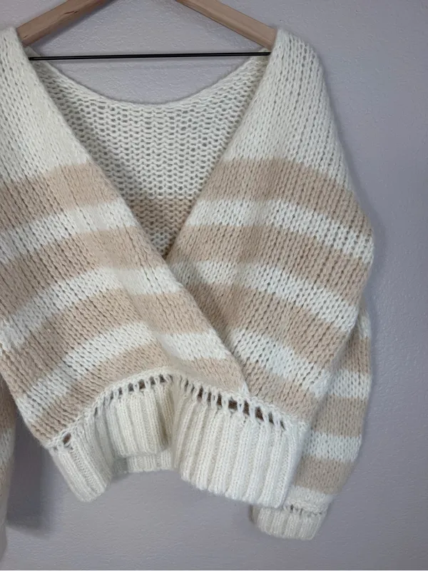 Sezane Lysandre Knit Jumper Sweater in Ecru Camel size Medium $198 - Image 12