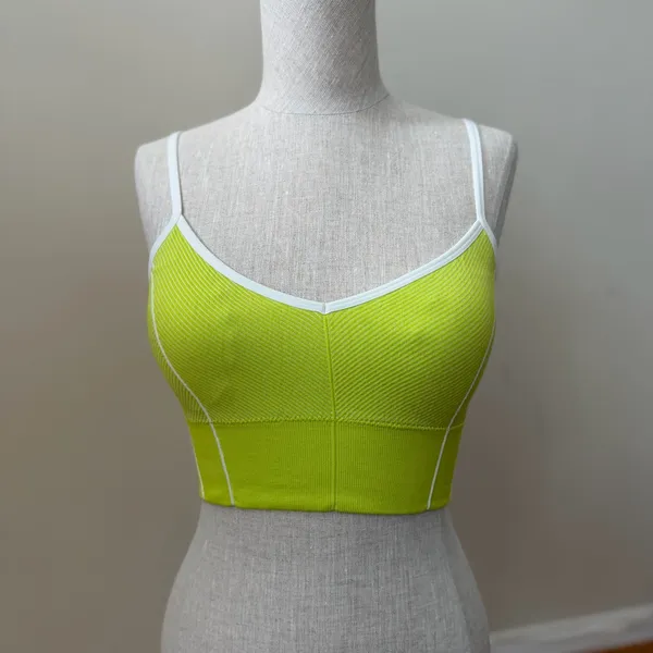 OFFLINE Aerie NWT Seamless Corset Sports Bra Lime Slush S Active Gym Yoga Pads - Image 2
