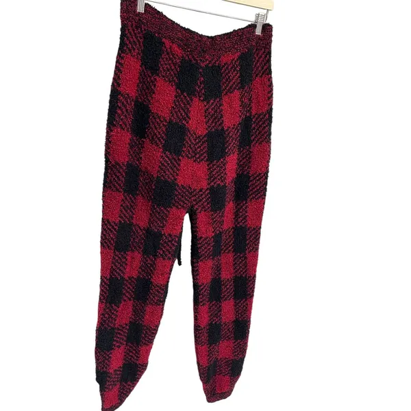 Skims Unisex Cozy Jogger In Brick Buffalo Check Black & Red Size L/XL - Image 2