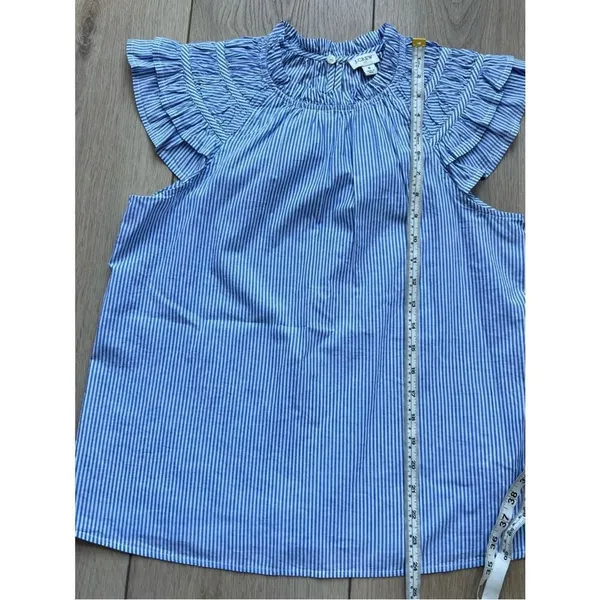 J.CREW Top Blue Striped NEW Flutter Sleeve Blouse 100% Cotton Size Small NWT - Image 8