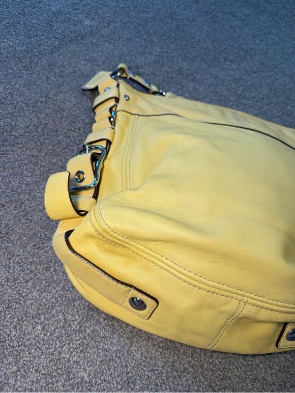 Vintage Coach Zoe Large Leather Hobo Buckle Shoulder Bag F12669 in Yellow - Image 6