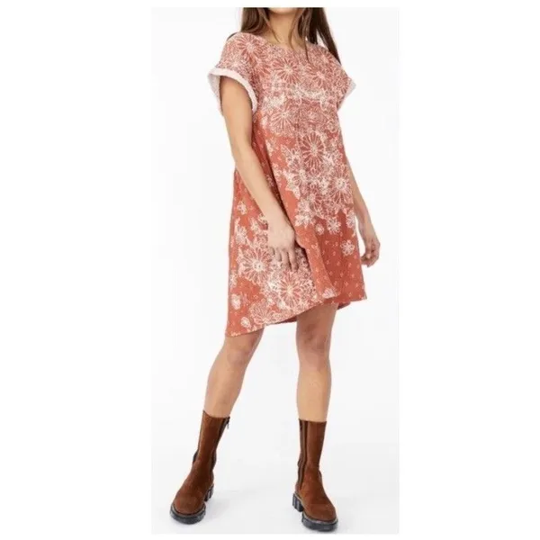 Free People Sundress Size S Cotton Embroidered Back Cut Out Boho Summer Sunny - Image 5