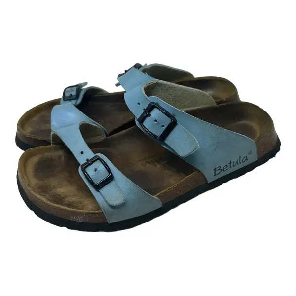 Betula Original Birkenstock 240‎ Light Blue Leather Slide Sandals Size 37 US 6 - Image 7