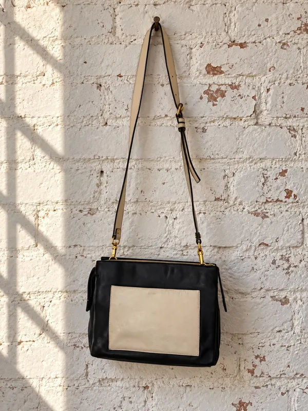 Marc by Marc Jacobs Sia Black Cream Leather Crossbody Bag Colorblock Purse 2010s - Image 3