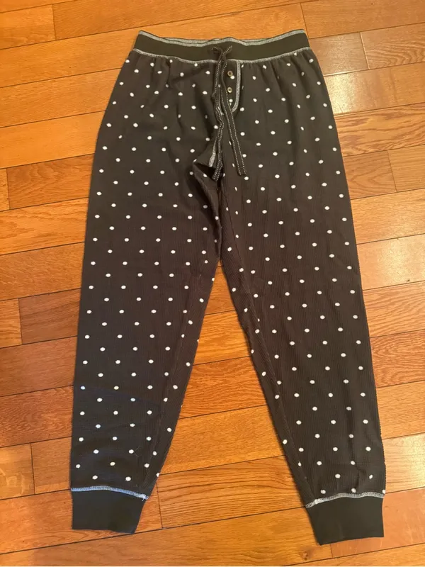 P.J. Salvage Brown Polka Dot Thermal Joggers – Size XS Like New - Image 2