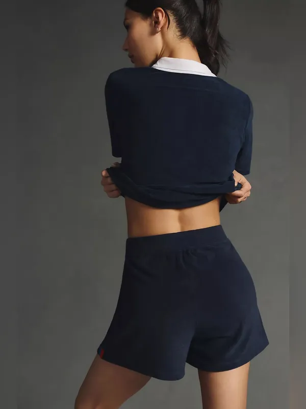 KULE The Terry Venus Shorts Dark Navy Blue Terrycloth Shorts Size Small - Image 12