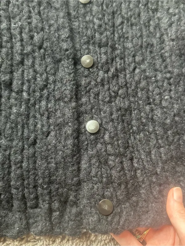 J Brand Black WOOL Textured Button-Front Knit Cardigan - Image 3
