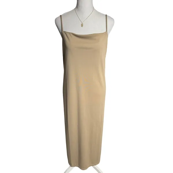 H&M Cream Beige Midi Slip Dress L NWT 90s Minimalist Clean Girl - Image 2