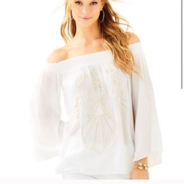 NWT Lilly Pulitzer Nita beaded top resort white‎ - Image 3