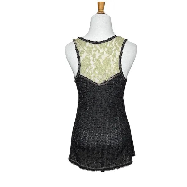 Miss Me Gray Open Front Lace Embellished Cardigan Duster Sweater and Tank Sz Med - Image 3