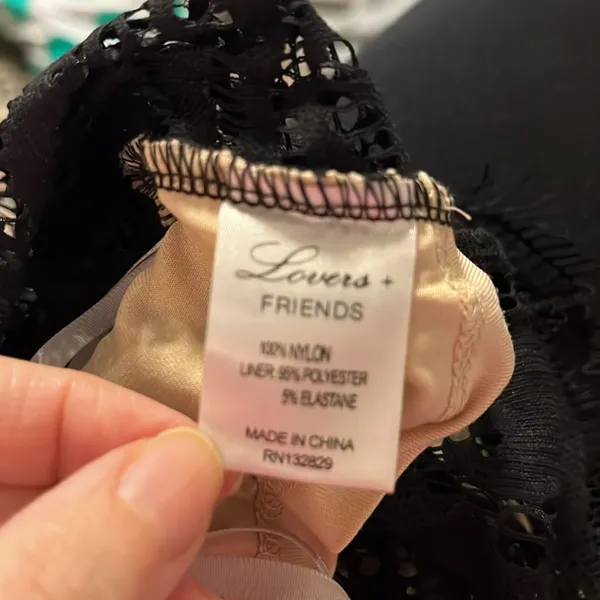 Lovers + Friends Black Lace Cami Crop Top Scalloped Eyelash Trim - Image 6