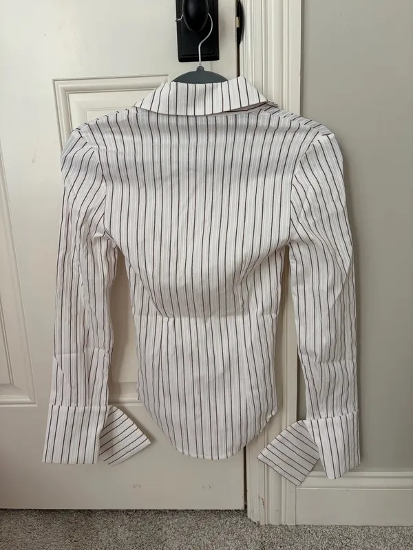 Princess Polly White Striped Button-Up Shirt - Image 3