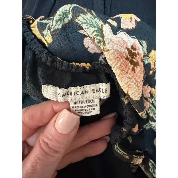 American Eagle Floral Lace Trim Cami Babydoll Tank Y2K Boho Cottagecore‎ - Image 6