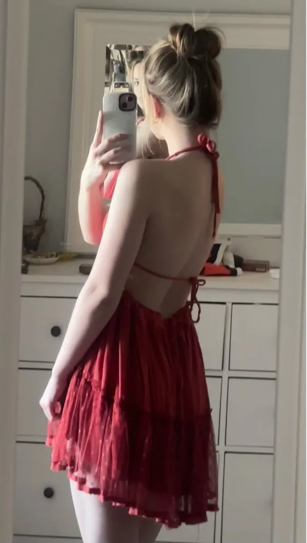 SheIn Mini Dress Red Back Open - Image 4
