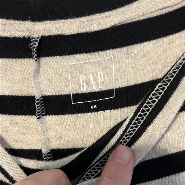 GAP Black and Tan Striped Long Sleeve Soft Knee Length Dress 0314269 - Image 2