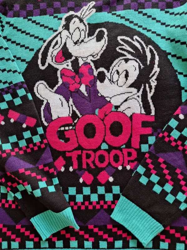 Disney Goof Troop Retro Holiday Sweater S/M Womens Goofy Max Ugly Christmas - Image 3