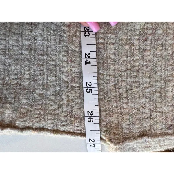 Free People‎ Mock Neck Zip Front Tassel Detail Oversized Knit Sweater Beige XS - Image 3