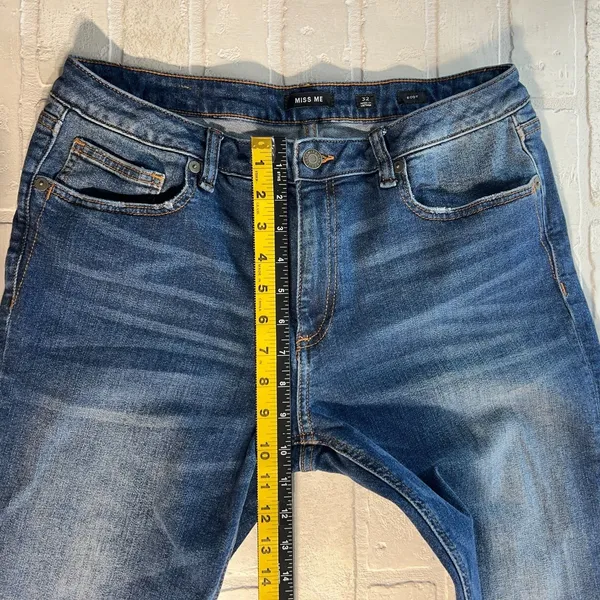 Miss Me Boot Jeans Womens 32 Blue Medium Wash Stretch Denim Whiskering NO‎ Bling - Image 3