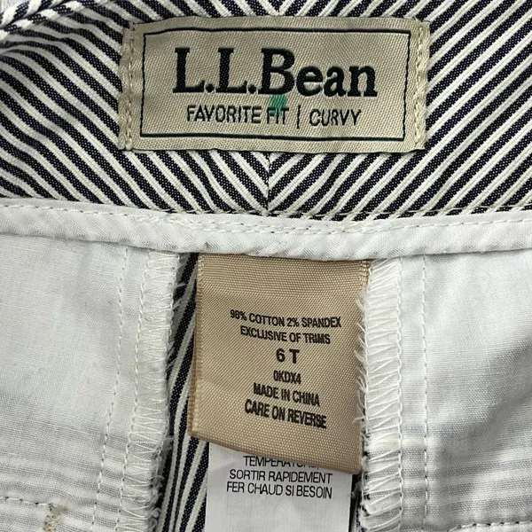 L.L. Bean Favorite Fit Curvy Striped Cotton Straight Leg Pants Hemmed 6T - Image 4