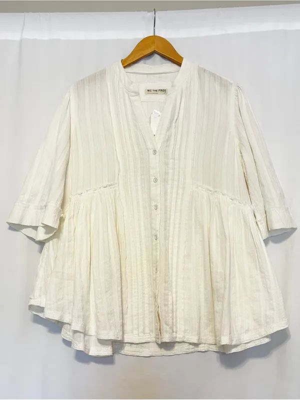 Free People We the Free Willow Button Down Ivory NWT size Small Light Boxy Airy - Image 5
