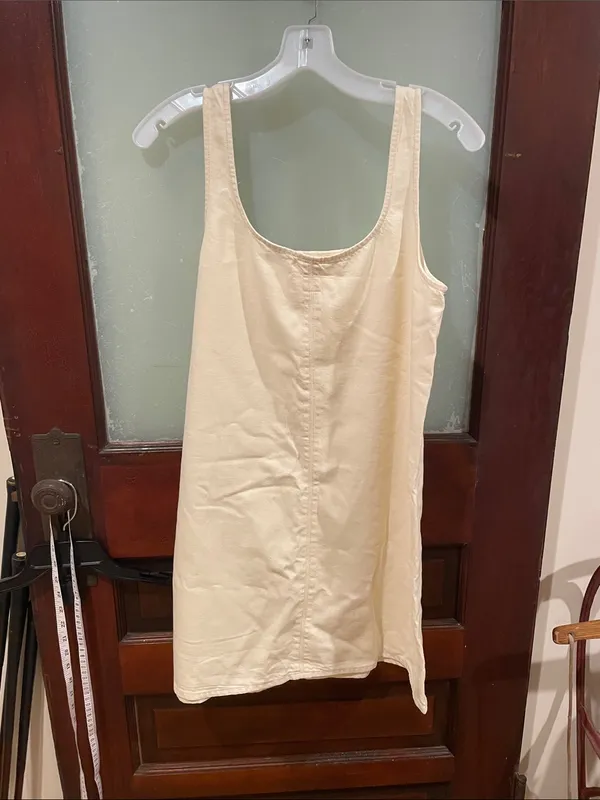 rag & bone Cream Scoop Neck Denim Dress - Image 3