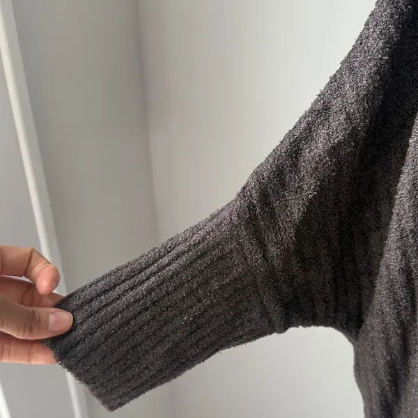 Barefoot Dreams CozyChick Lite Dark Gray Women's Sweater Ribbed Shrug Cardigan L/XL in Carbon - Image 4