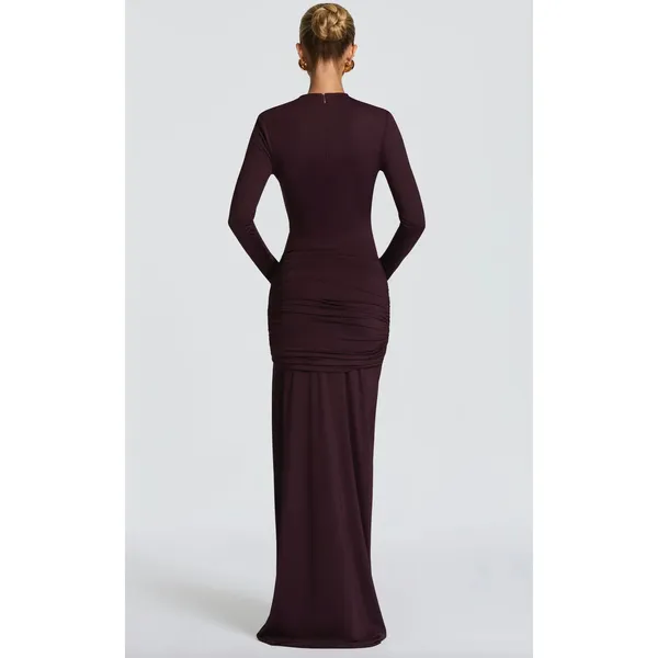 Babyboo Tahnee Maxi Dress Plum Womens Cutout Longsleeve BodyCon Size Medium - Image 2