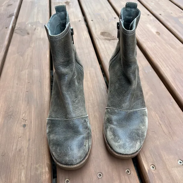 Sorel‎ Boots Block Heel Distressed Brown Leather Cate Bootie Womens 7 - Image 3
