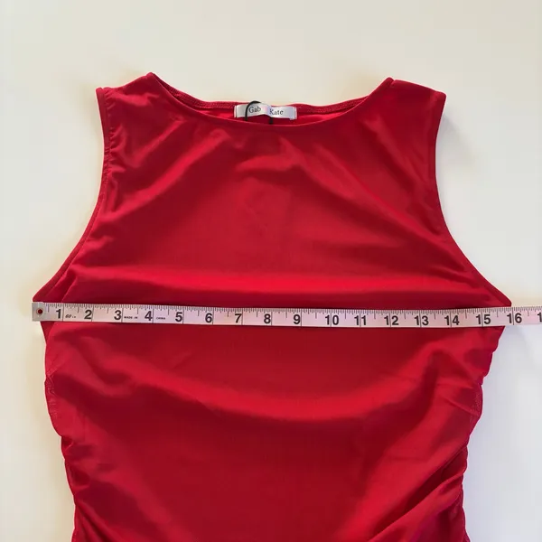 Gab & Kate Joey Red Ruched Sleeveless Top Women’s Medium NWT Romantic Coquette - Image 5