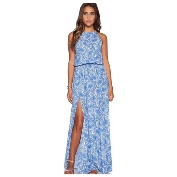 Womens Show Me Your Mumu Sea Breeze Blue Halter Maxi Dress - Sz L - Image 3