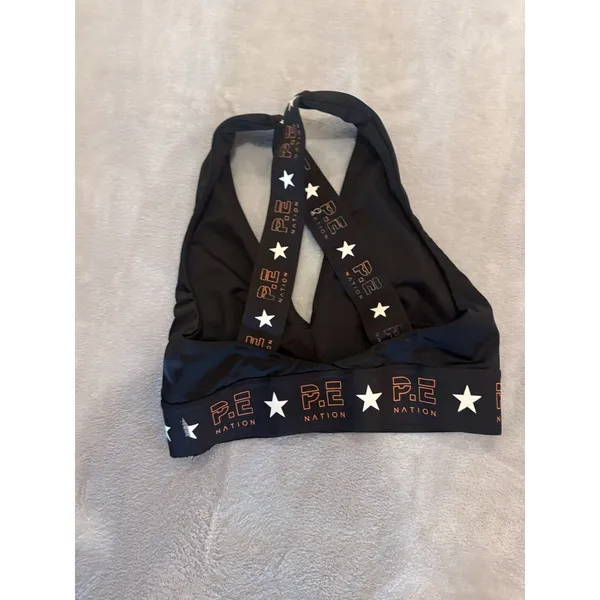 PE Nation X H&M Sports Bra Crop Top Size M Light Padding Black Start - Image 3