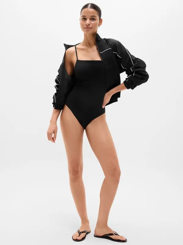 New Athleta XS Straight Neck One Piece Swimsuit X-Small Regular Black - Image 2
