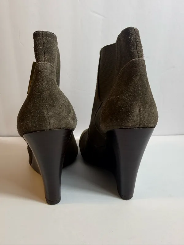 Tory Burch Adrienne Suede Wedge Ankle Booties‎ Taupe Brown Size 7M - Image 4