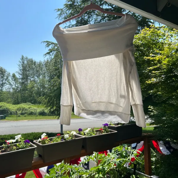 Aeropostale White Off the Shoulder or Cowl Neck Sweater - Image 2