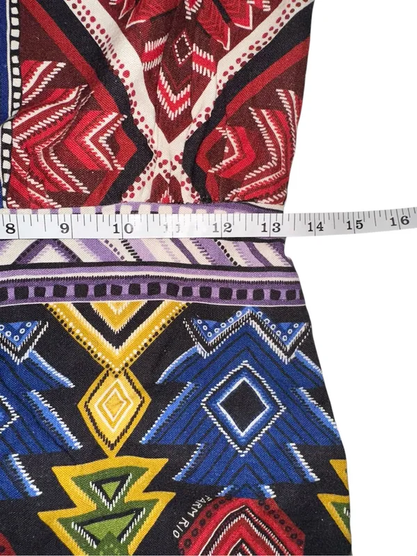 Farm Rio Linen Blend Multicolor Tribal Print Sleeveless Midi Dress - Image 8