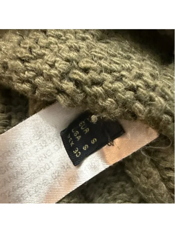 Massimo Dutti Cotton Cashmere Cable Knit Sweater Olive Green Small - Image 6