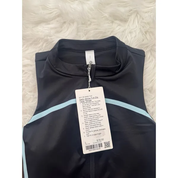 Lululemon Satin Shine Full Zip Tank Top Black Walnut Crunch Foam Cloud Large - Image 6