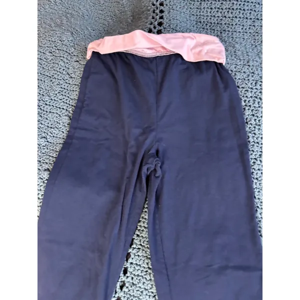 Navy Blue Pink Fold Over Waistband Flare Yoga Pants Small Style 84809J - Image 8