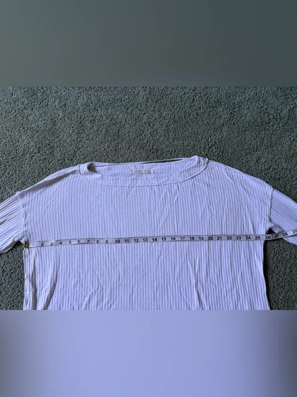 We The Free Oversized Waffle Knit Long Sleeve Womens S White Boho Thermal - Image 4