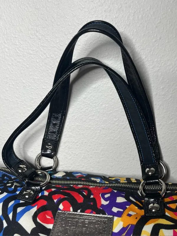 Coach Poppy Graphic Blossom Graffiti Colorful Floral Tote Purse - Image 5