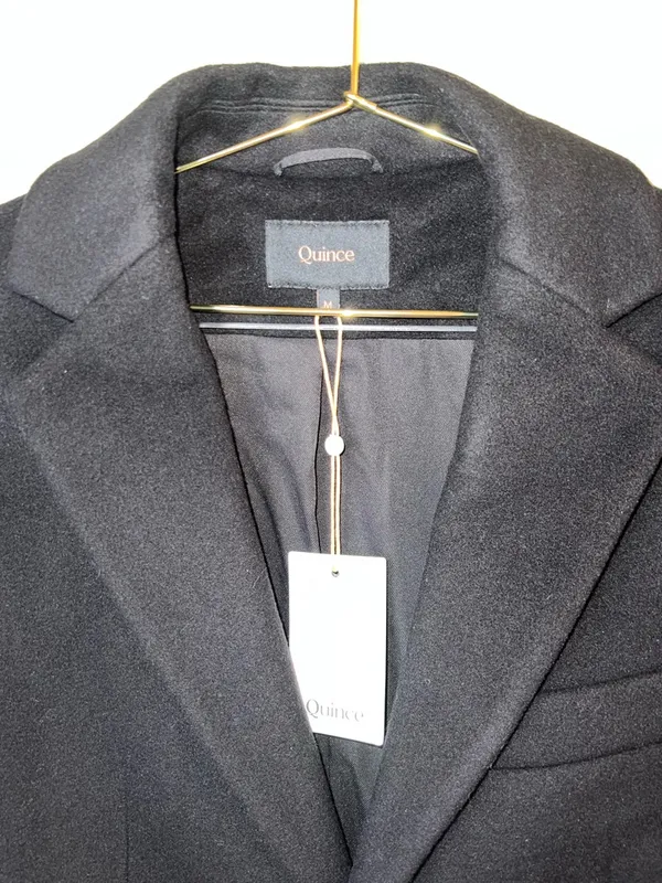 Quince Wool Cashmere Overcoat Black M NWT‎ Tailored Minimalist Coat - Image 4