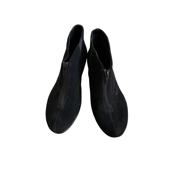 AEROSOLES Black Suede Zip Wedge Booties Ankle Boots Size 6.5 - Image 7