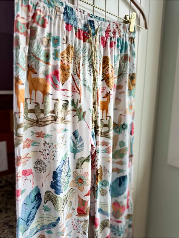 Anthropologie Michelle Morin Animalia Safari Wide Leg Sleep Pants Multicolor XS - Image 4