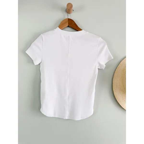 Madewell | NWT Ribbed Crewneck Tee (Re)generative Cotton Eyelet White | Sz XXS - Image 7