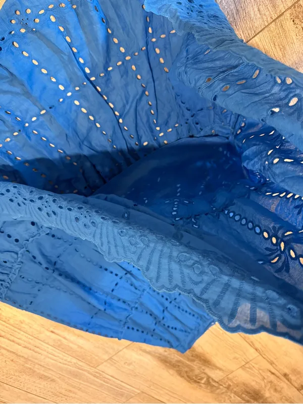 Indikah Blue Eyelet Maxi Skirt - Image 7