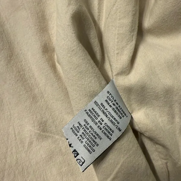 Kut from the Kloth Cream Boho 100% Linen Raw Edge Jacket Size Large - Image 4